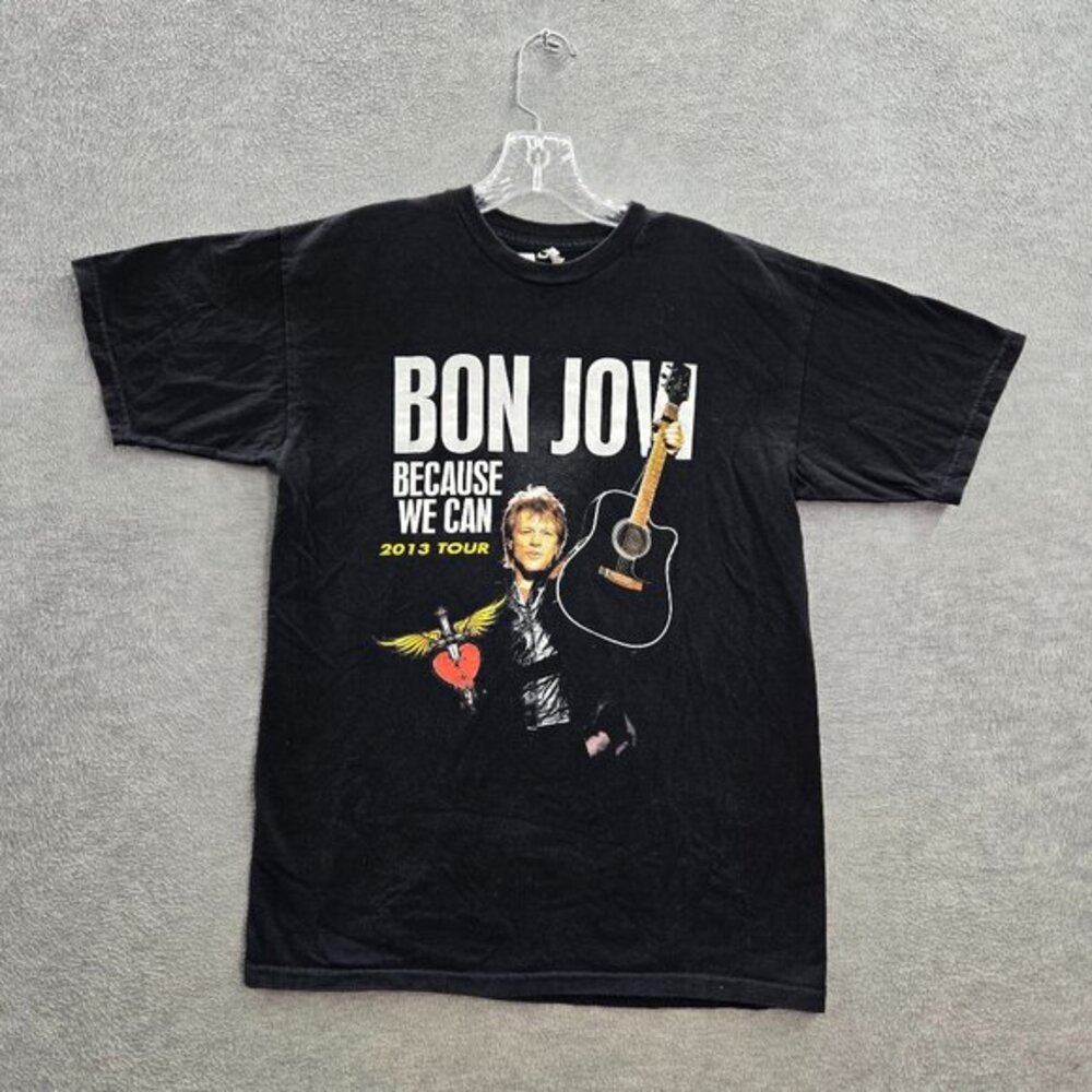 Bon Jovi Because We Can World Tour 2013 2014 Men Shirt Medium Black Short Sleeve